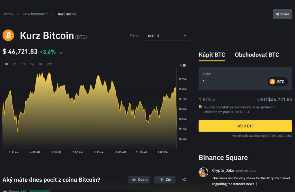binance stranka s grafom bitcoinu a ceny