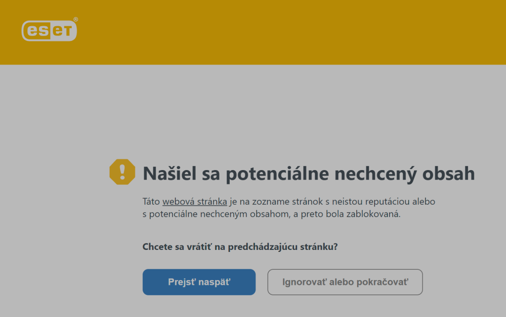 eset varovanie prehliadac