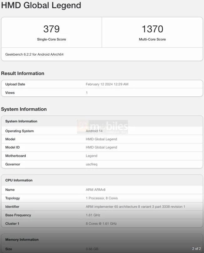 HMD Legend v Geekbench