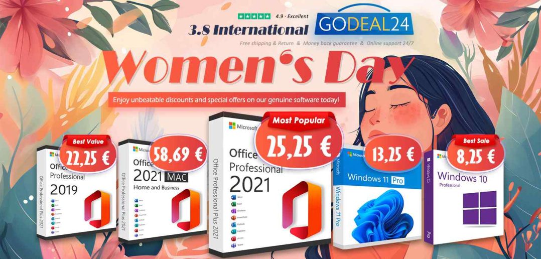 Godeal24 organizuje špeciálny deň pre ženy s doživotnou aktiváciou Windows a Office od 10 €!