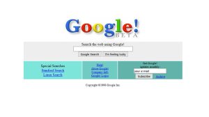 google beta stranka z roku 1998