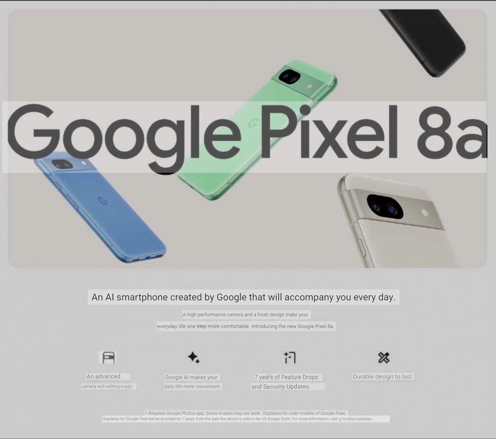Detailné marketingové materiály Google Pixel 8a