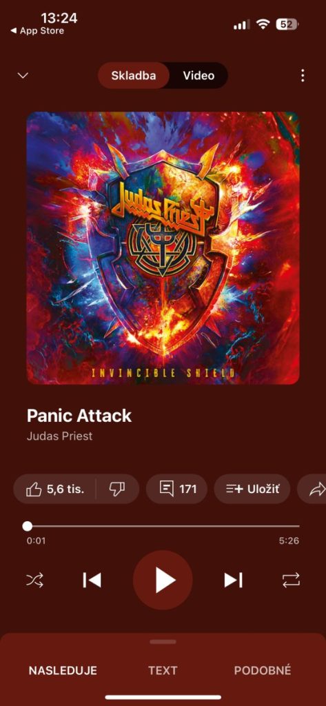 YouTube Music starý dizajn "práve hrá"