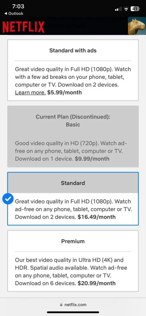 Netflix upozornuje na koniec programu Basic