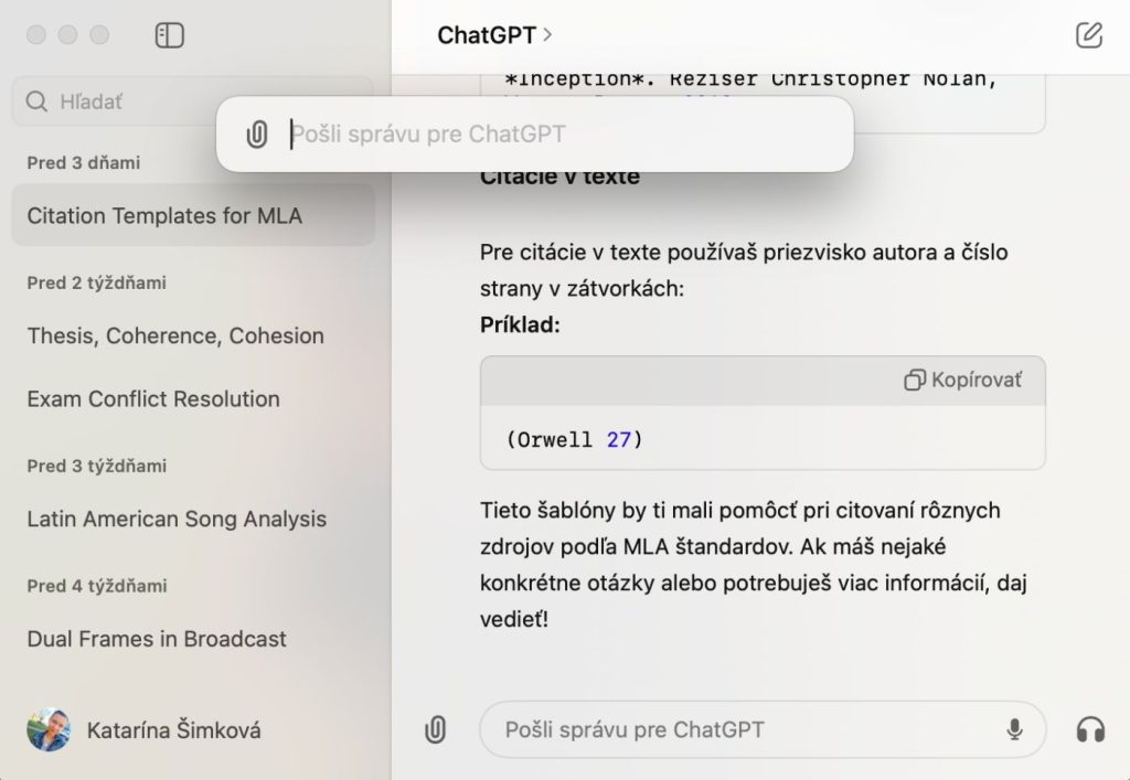 ChatGPT v macOS