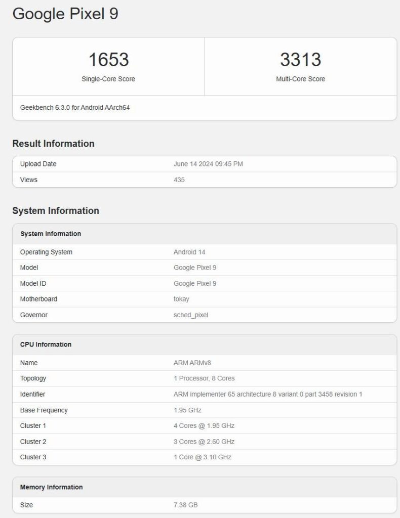 Google 9 v teste Geekbench