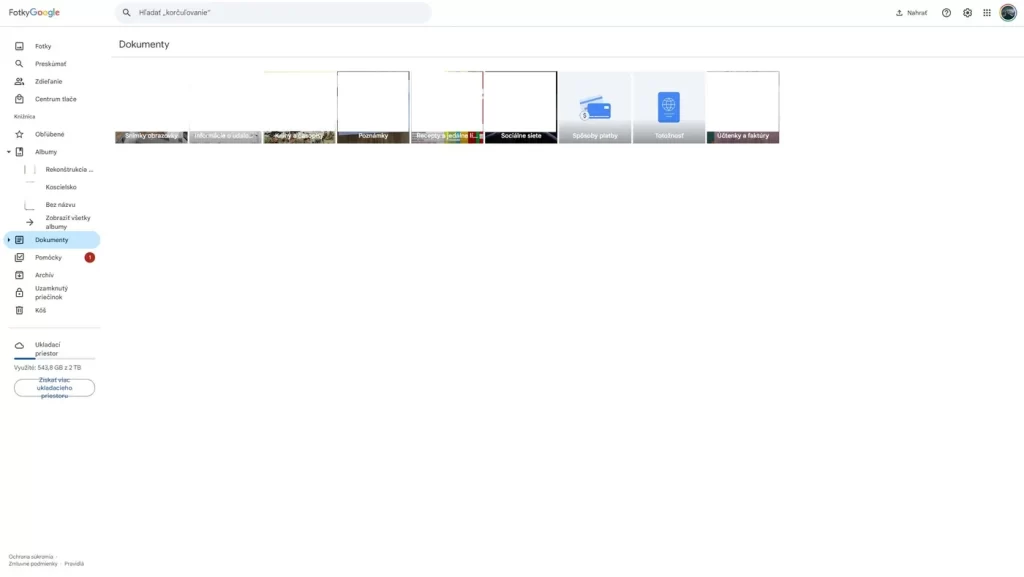 Fotky Google na webe pridávajú novú sekciu Dokumenty