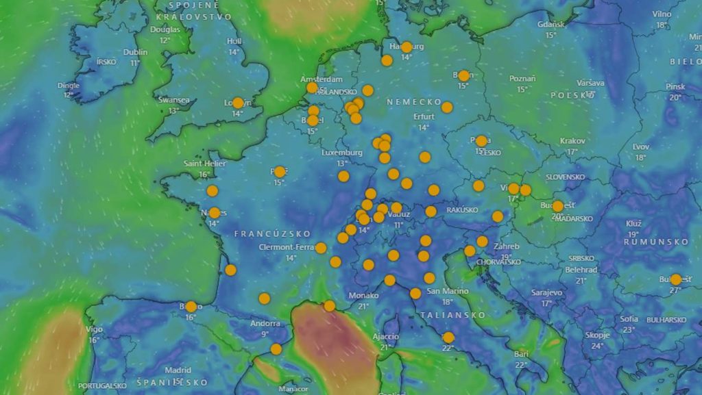 windy počasie city heatmaps