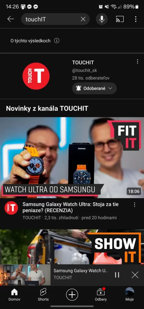 YouTube miniprehrávač v aplikácii