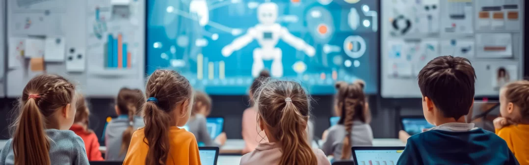 Školská trieda s digitálnym panelom