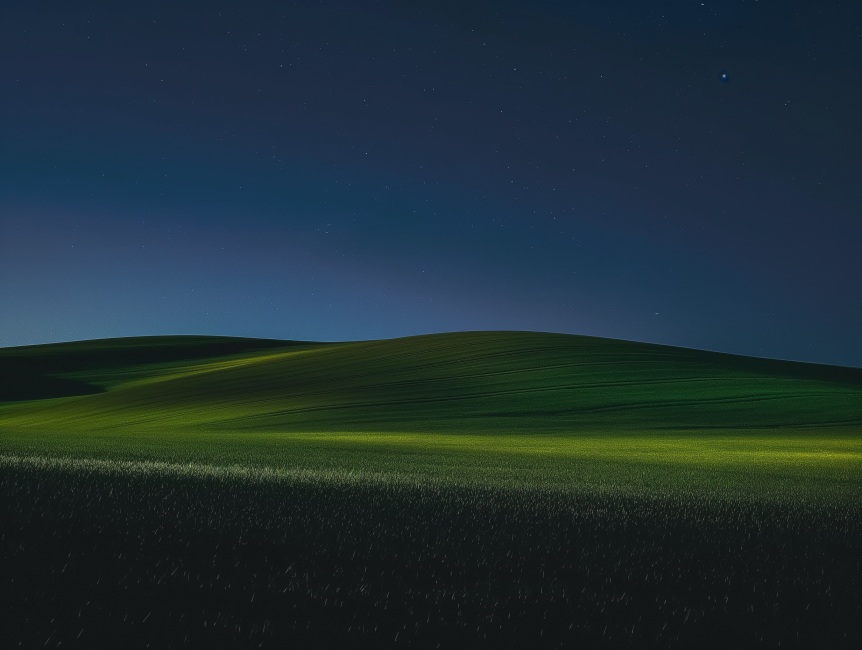 Pozadie pre Windows XP: Stiahnite si Bliss v tmavom režime