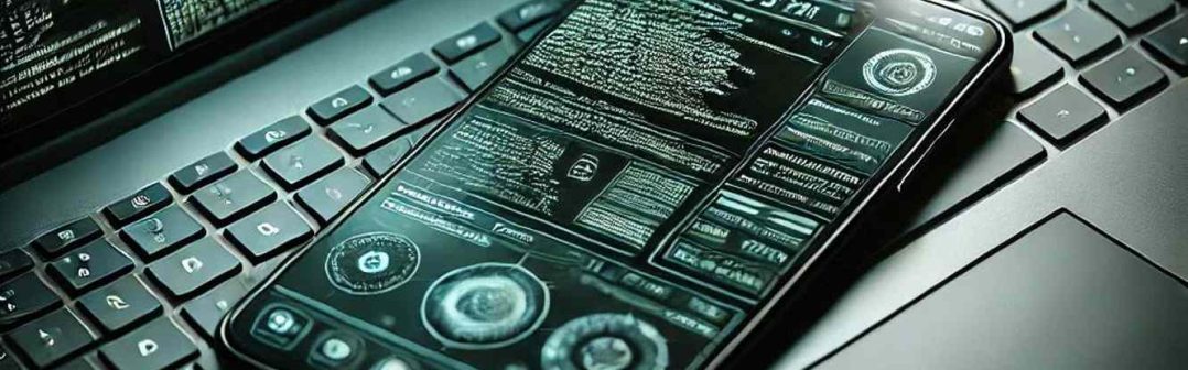 hacking smartphone laptop AI image
