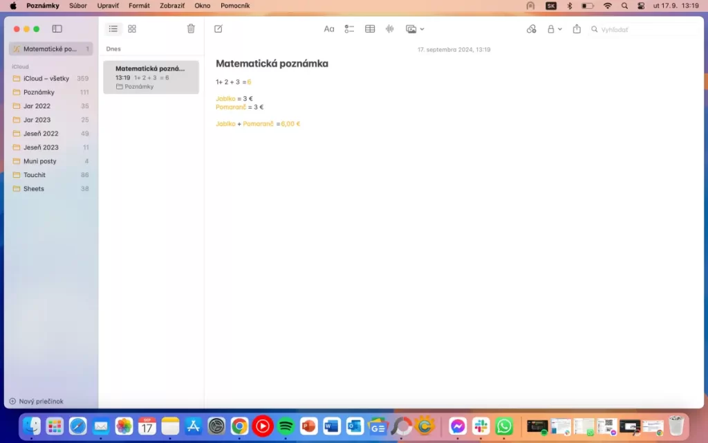 Matematické poznámky v macOS Sequoia