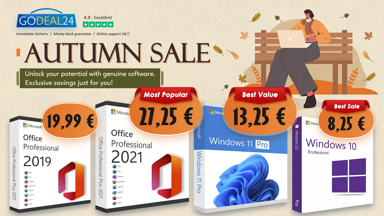 Získajte doživotný prístup k Windows 11 Pro a Microsoft Office 2021 od 10€ na Godeal24 v Jesennom výpredaji