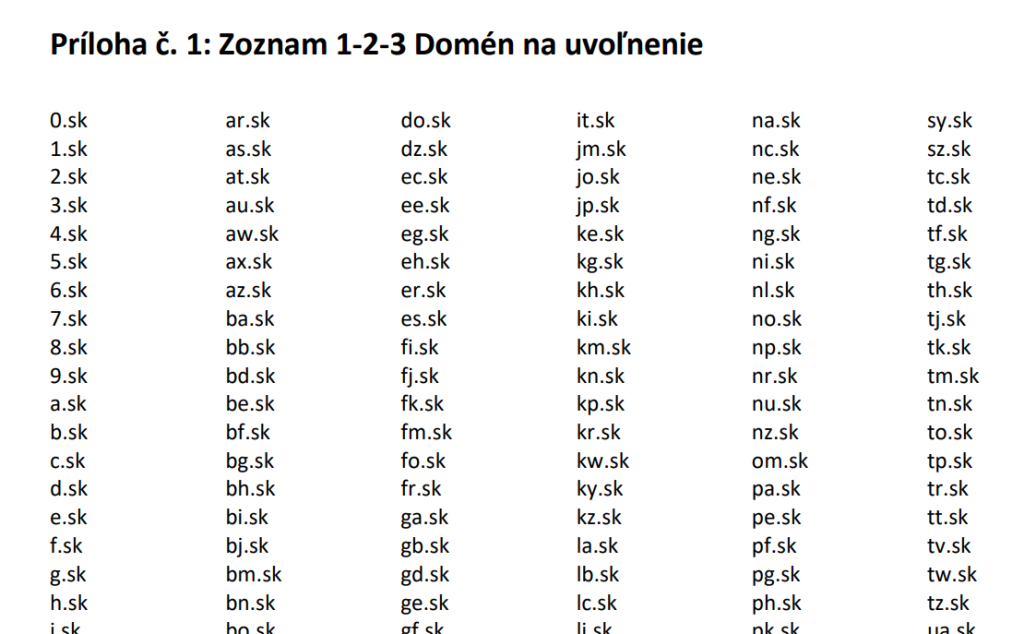 SK-NIC.sk domeny na uvolnenie