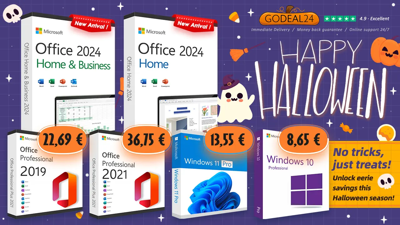 Originálny Windows 11 a Microsoft Office s doživotnou licenciou už od 10€, až 62% zľava počas Godeal24 Halloween Sale!