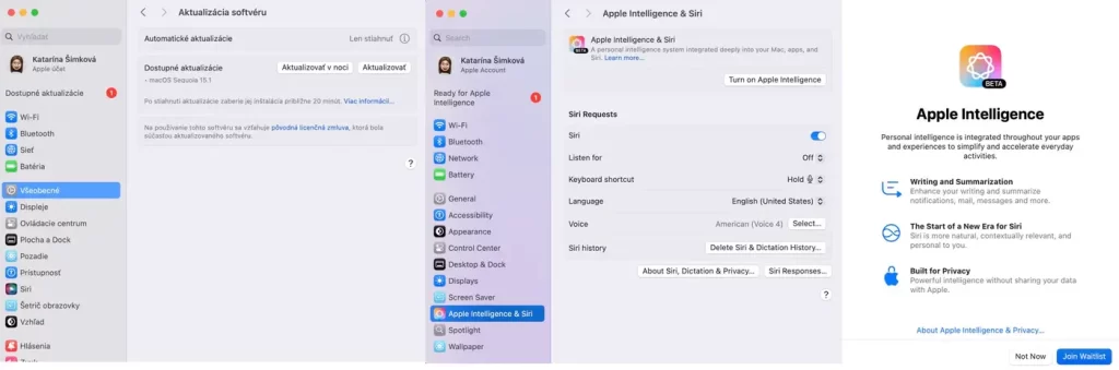 Zapnutie Apple Intelligence v macOS 15.1