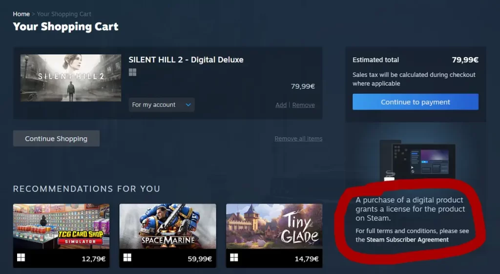 Steam upozorňuje, že si nekupujete hru, ale iba jej licenciu