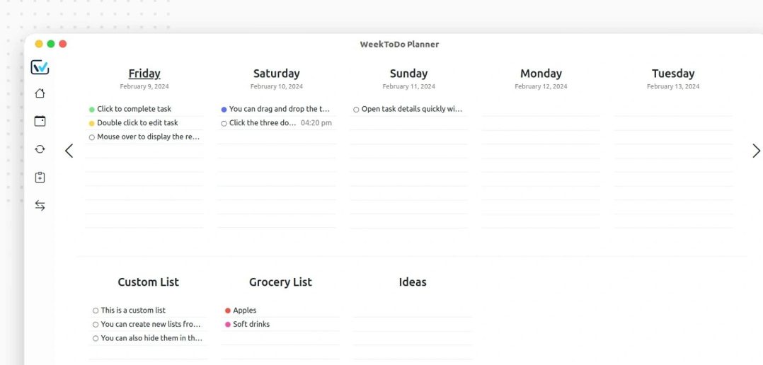 WeekToDo app