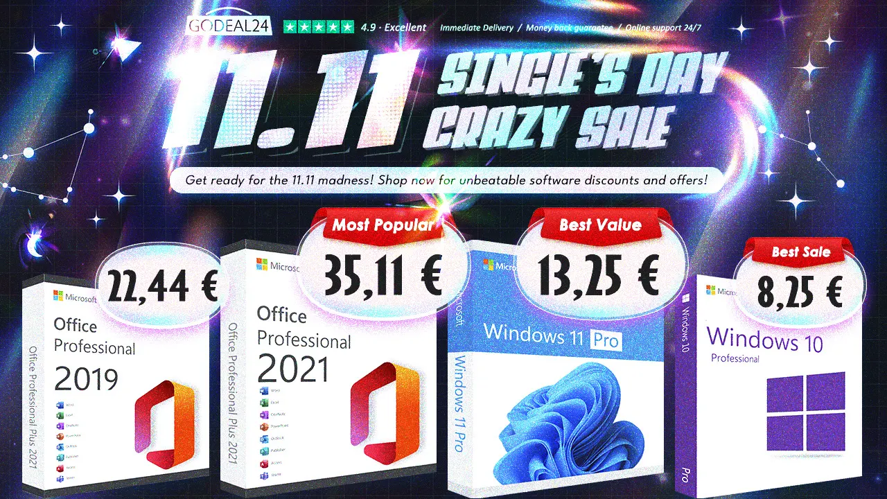 11.11 výpredaj na Godeal24 už vypukol! Obmedzená ponuka lacného Microsoft Office 2021 a Windows 11 už od 10€!