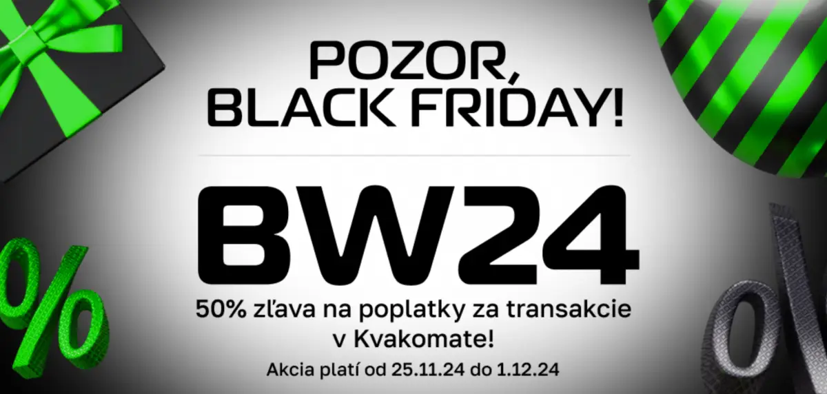 Black Friday s Kvakomatom: Kúpte si Bitcoin s 50% zľavou na transakčné poplatky!