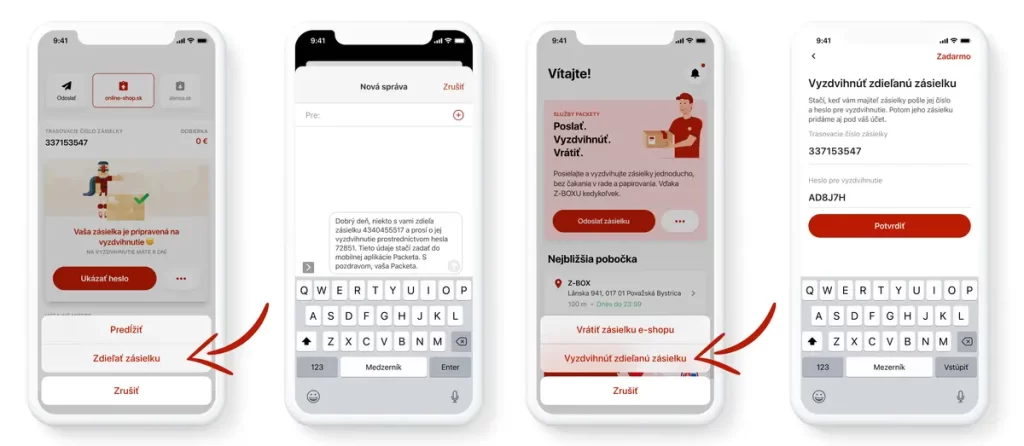 Zdieľanie a predĺženie zásielky cez aplikáciu Packeta