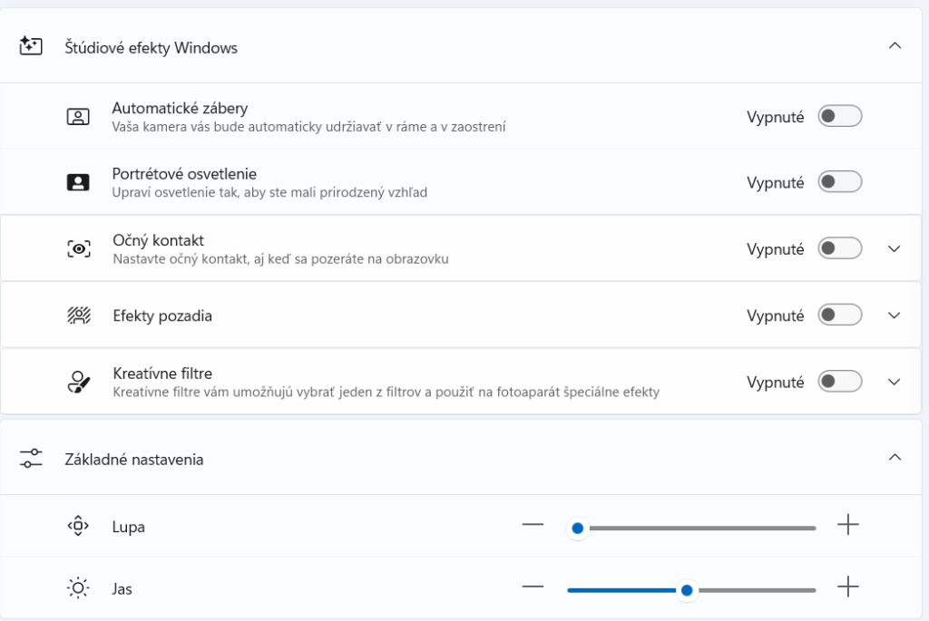 Windows Studio Effects nastavenia acer go14 ai