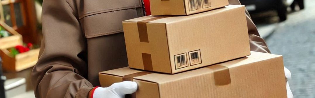 courier delivering package AI image