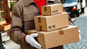 courier delivering package AI image