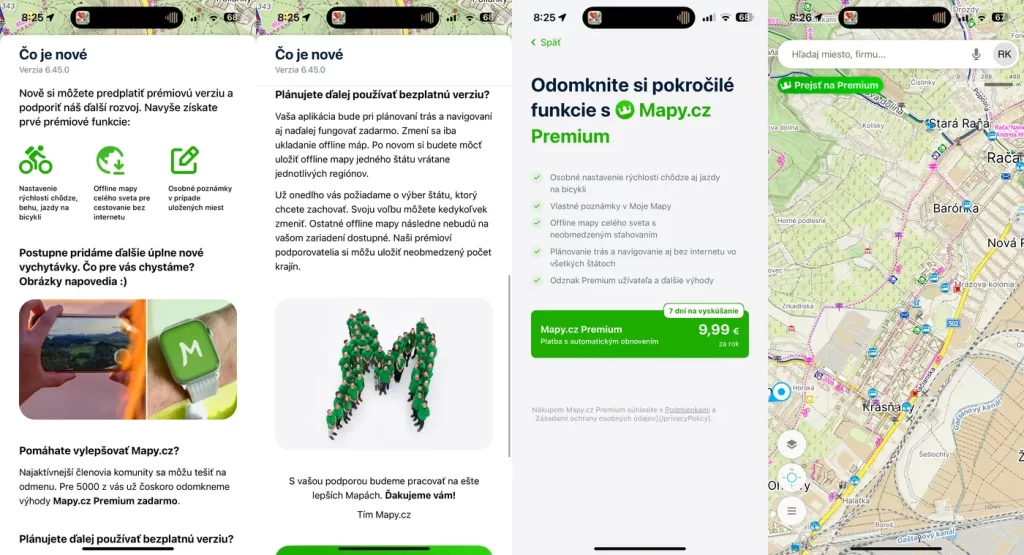 Mapy.cz spustili predplatné Premium