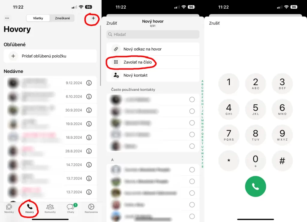 Dialer v aplikácii WhatsApp