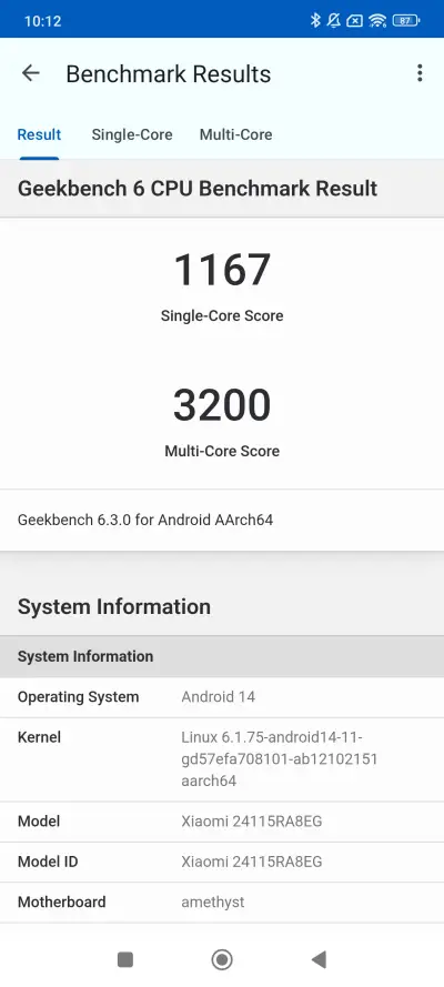 Redmi Note 14 Pro+ 5G v teste Geekbench 6