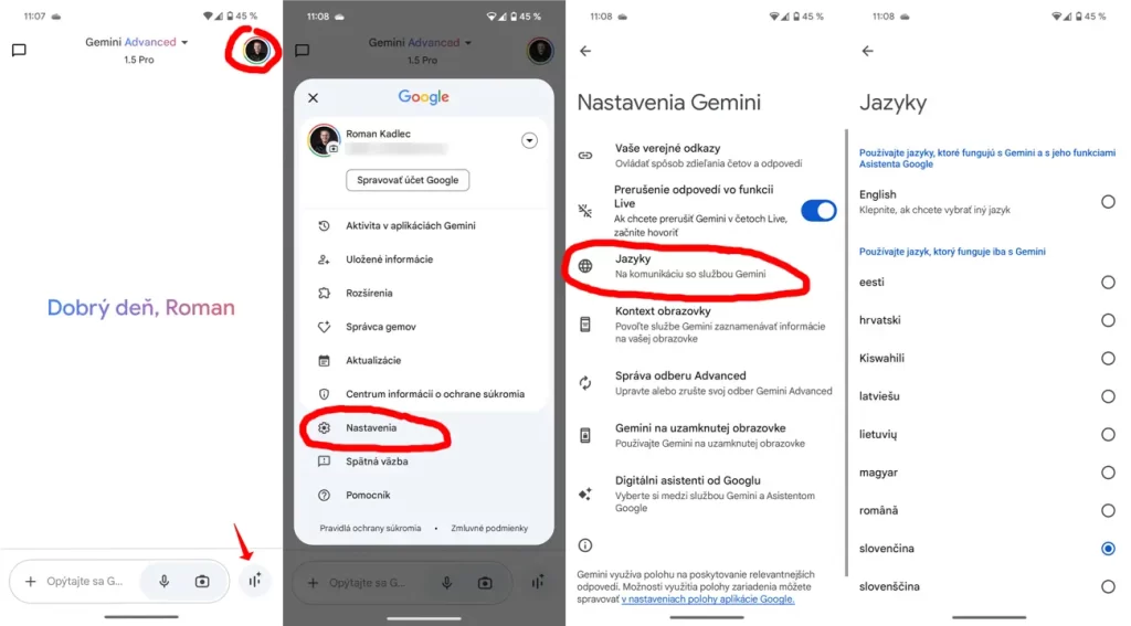 Gemini Live funguje už aj v slovenčine