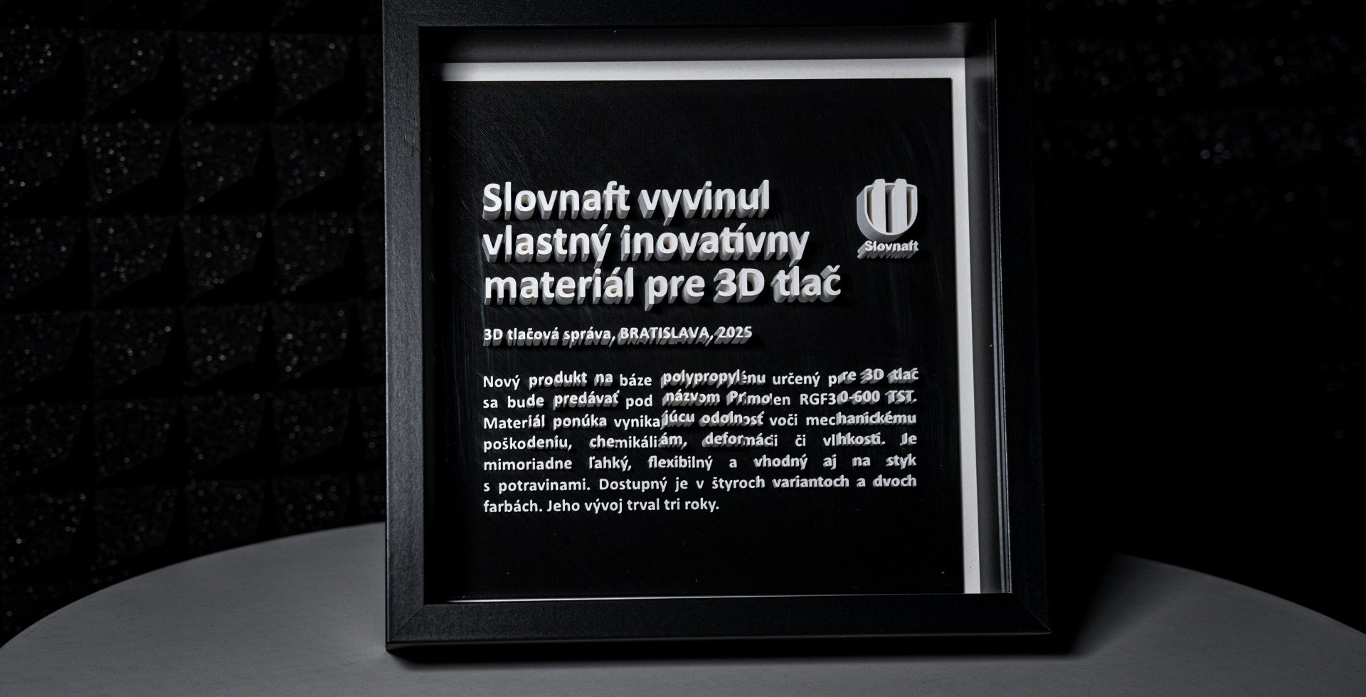 Slovnaft predstavil inovatívny materiál pre 3D tlač spolu s 3D tlačovou správou