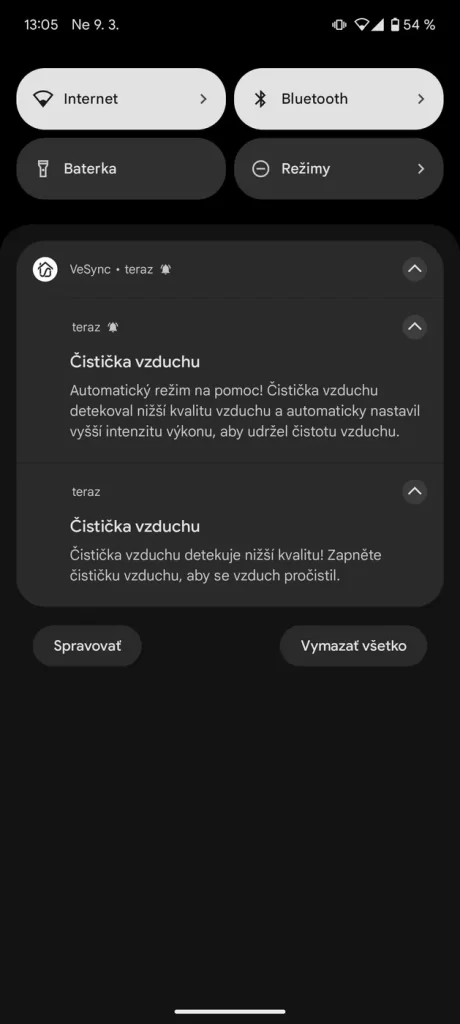 Aplikácia VeSync pre čističku Levoit Core 300S