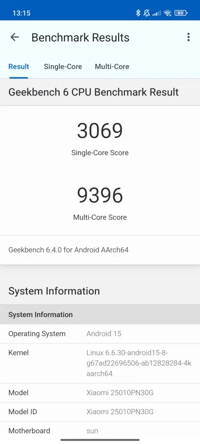 Xiaomi 15 Ultra v teste Geekbench 6