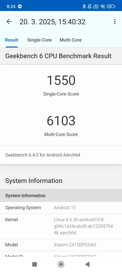 POCO X7 Pro v benchmarku Geekbench 6