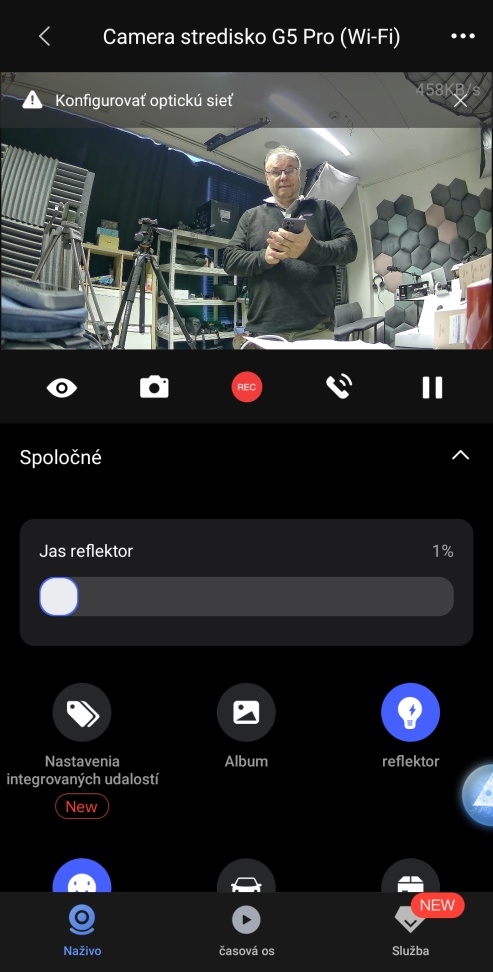 Softvérové ovládanie kamery