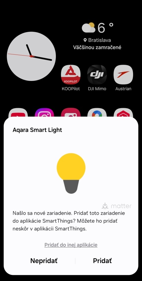 Pridanie žiarovky cez SmasrtThings