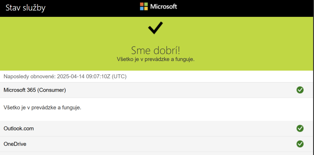 onedrive microsoft stav sluzby