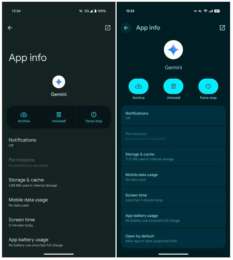 Android 16 QPR1 Beta 1 s Material 3 Expressive (vpravo)