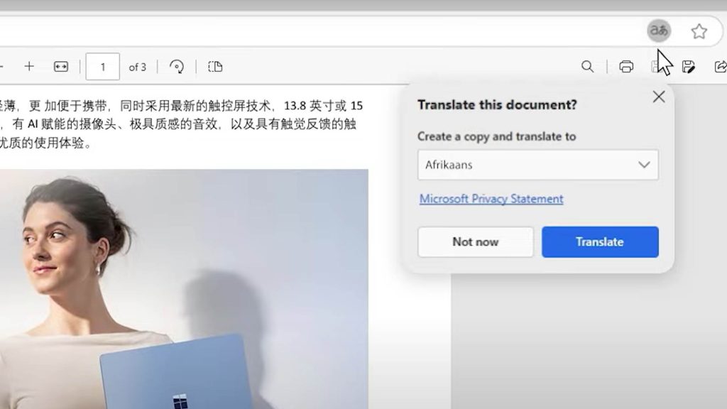 edge canary translate new