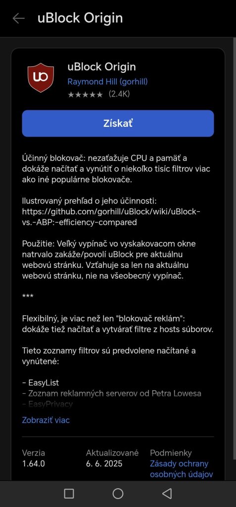 edge android UBlock Origin