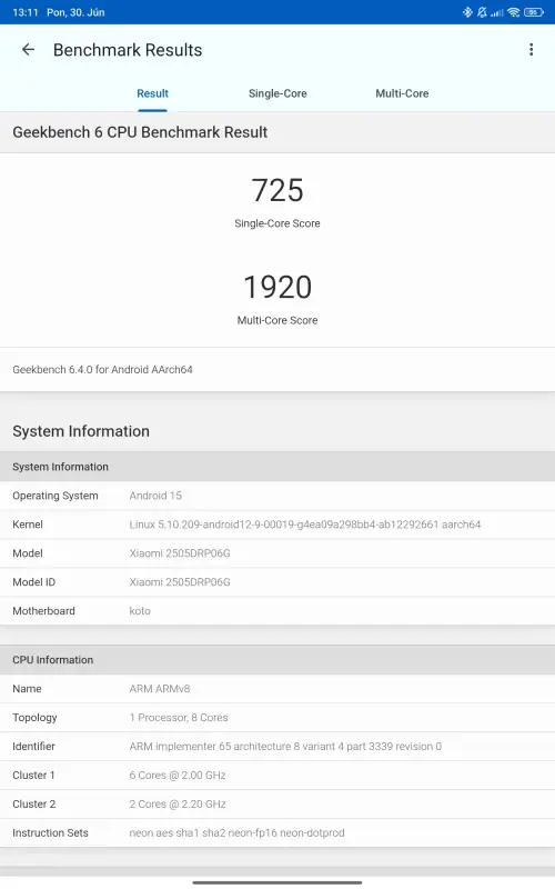 REDMI Pad 2 4G v benchmarkoch