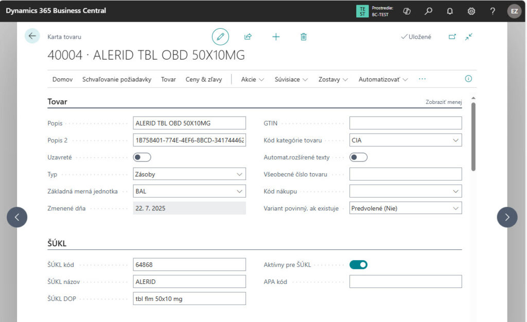 Detailná evidencia tovaru