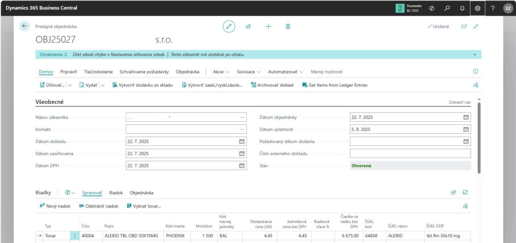 Objednávky so šaržami a audit trailom