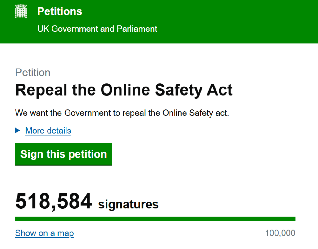 peticia UK Online Safety Act
