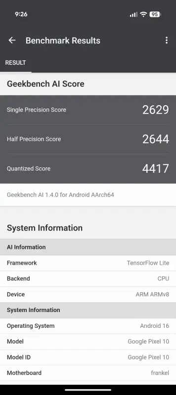Google Pixel 10 v benchmarkoch