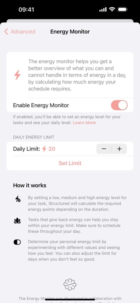 Structured calendar app