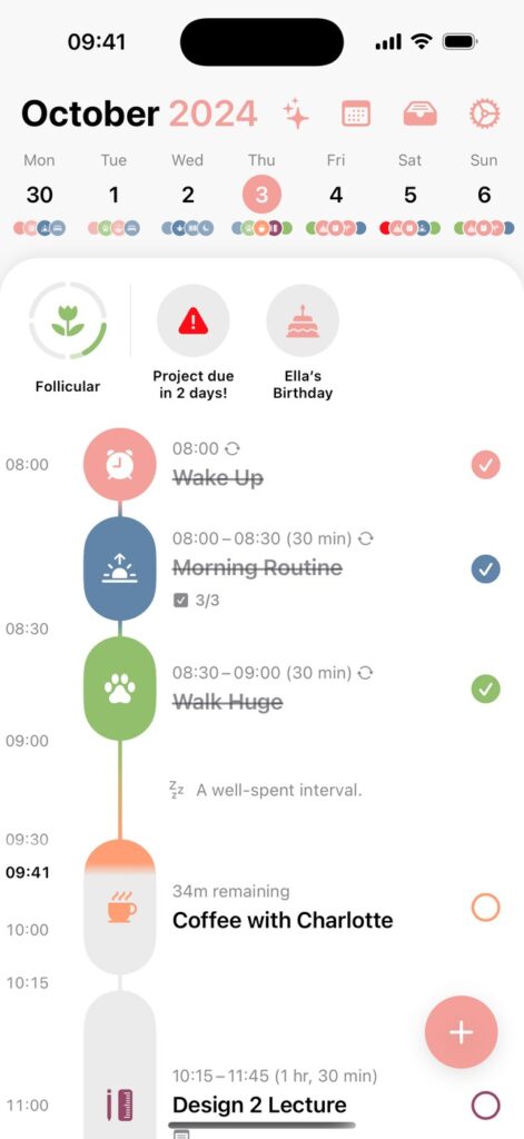 Structured calendar app